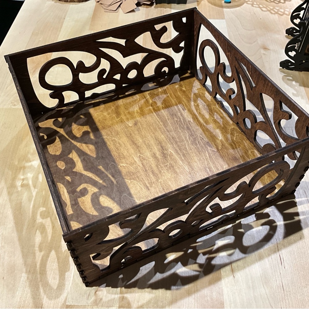 Decorative Wooden Tray with Cutout Design